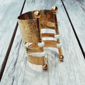 Designer solid brass cuff bone beads bracelet …